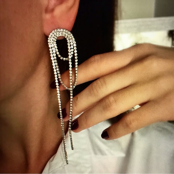 Zara Cascading Rhinestone Earrings - Picture 6 of 9